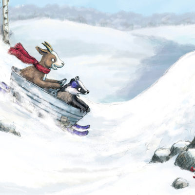 Goat and Badger Sledding