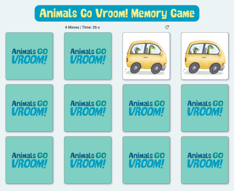 Animals Go Vroom! Memory Game